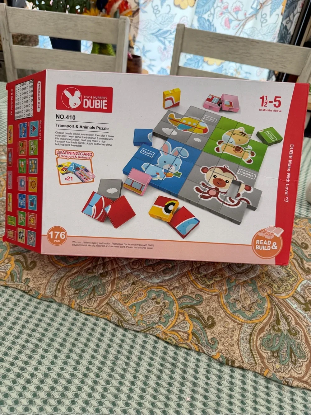 New Dubie Educational Puzzle Blocks Learning Cards Animals Transportation 176 Pc
